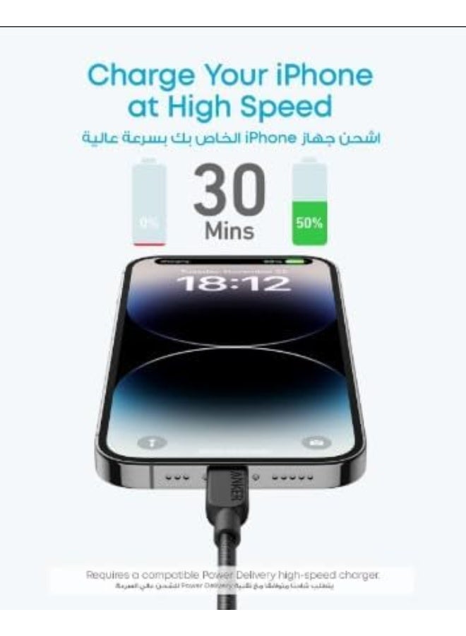 Anker A81E1, 310 USB C to USB C Cable (3ft, 60W/3A), Fast Charging Type-C Cable for Samsung Galaxy S23, iPad Pro 2021, Air 4 & Mini 6, MacBook Pro 2020, Switch (USB 2.0) - Black - Image 2